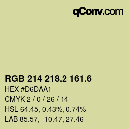 カラーコード: RGB 214 218.2 161.6 | qconv.com