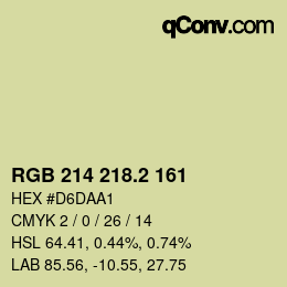 カラーコード: RGB 214 218.2 161 | qconv.com