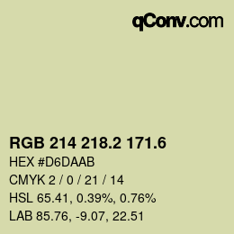 カラーコード: RGB 214 218.2 171.6 | qconv.com