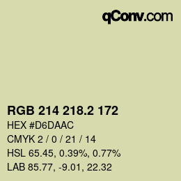 カラーコード: RGB 214 218.2 172 | qconv.com