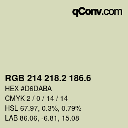 カラーコード: RGB 214 218.2 186.6 | qconv.com