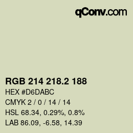 カラーコード: RGB 214 218.2 188 | qconv.com