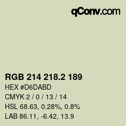 カラーコード: RGB 214 218.2 189 | qconv.com