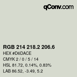 カラーコード: RGB 214 218.2 206.6 | qconv.com