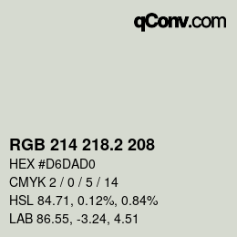 カラーコード: RGB 214 218.2 208 | qconv.com