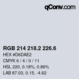 カラーコード: RGB 214 218.2 226.6 | qconv.com