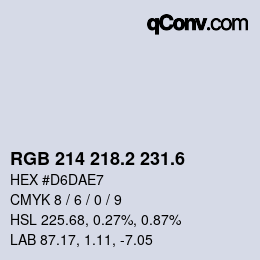 カラーコード: RGB 214 218.2 231.6 | qconv.com
