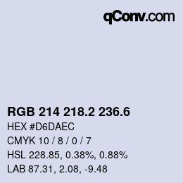 カラーコード: RGB 214 218.2 236.6 | qconv.com