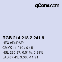 カラーコード: RGB 214 218.2 241.6 | qconv.com