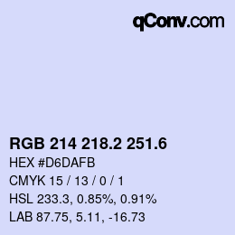 カラーコード: RGB 214 218.2 251.6 | qconv.com