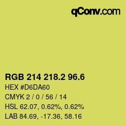 カラーコード: RGB 214 218.2 96.6 | qconv.com