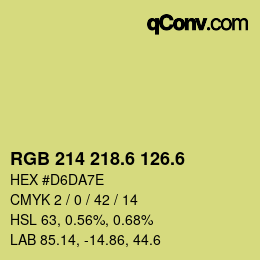 カラーコード: RGB 214 218.6 126.6 | qconv.com