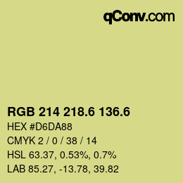 カラーコード: RGB 214 218.6 136.6 | qconv.com