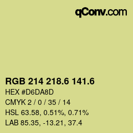 カラーコード: RGB 214 218.6 141.6 | qconv.com