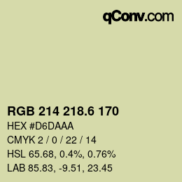 カラーコード: RGB 214 218.6 170 | qconv.com