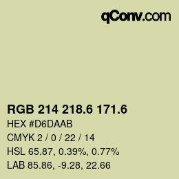 カラーコード: RGB 214 218.6 171.6 | qconv.com