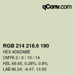 カラーコード: RGB 214 218.6 190 | qconv.com