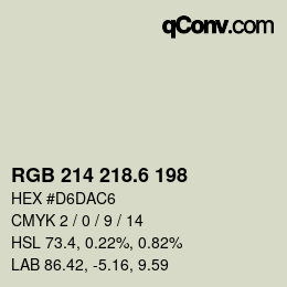 カラーコード: RGB 214 218.6 198 | qconv.com