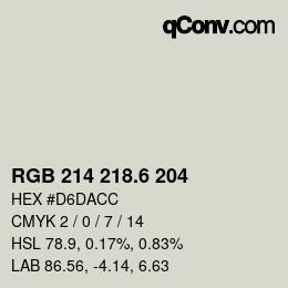 カラーコード: RGB 214 218.6 204 | qconv.com