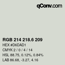 カラーコード: RGB 214 218.6 209 | qconv.com