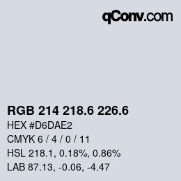 カラーコード: RGB 214 218.6 226.6 | qconv.com