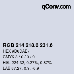 カラーコード: RGB 214 218.6 231.6 | qconv.com