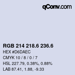 カラーコード: RGB 214 218.6 236.6 | qconv.com