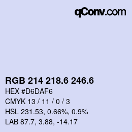 カラーコード: RGB 214 218.6 246.6 | qconv.com