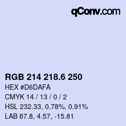 カラーコード: RGB 214 218.6 250 | qconv.com