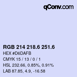 カラーコード: RGB 214 218.6 251.6 | qconv.com