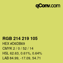 Color code: RGB 214 219 105 | qconv.com
