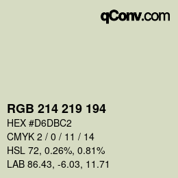 Color code: RGB 214 219 194 | qconv.com