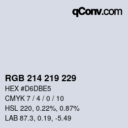 Color code: RGB 214 219 229 | qconv.com