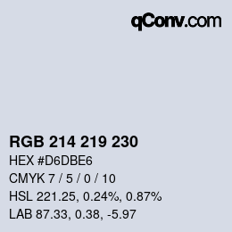 Farbcode: RGB 214 219 230 | qconv.com