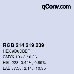 Color code: RGB 214 219 239 | qconv.com