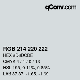 Código de color: RGB 214 220 222 | qconv.com