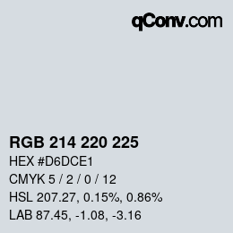カラーコード: RGB 214 220 225 | qconv.com