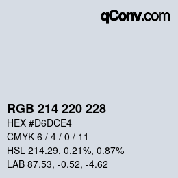 カラーコード: RGB 214 220 228 | qconv.com
