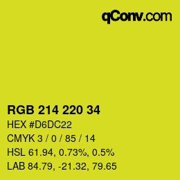 Color code: RGB 214 220 34 | qconv.com