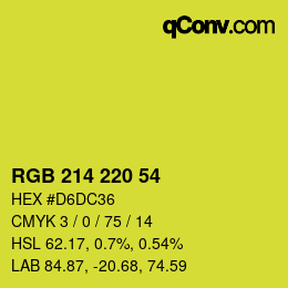 カラーコード: RGB 214 220 54 | qconv.com