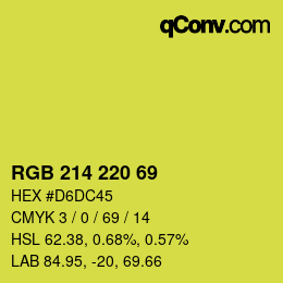 Color code: RGB 214 220 69 | qconv.com