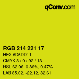 Color code: RGB 214 221 17 | qconv.com