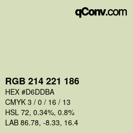 Color code: RGB 214 221 186 | qconv.com