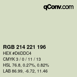 Color code: RGB 214 221 196 | qconv.com