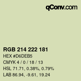 カラーコード: RGB 214 222 181 | qconv.com