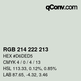 カラーコード: RGB 214 222 213 | qconv.com