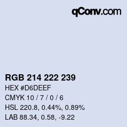 Color code: RGB 214 222 239 | qconv.com
