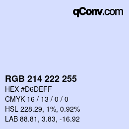 Color code: RGB 214 222 255 | qconv.com