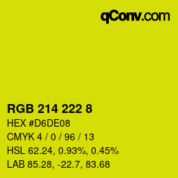 Color code: RGB 214 222 8 | qconv.com