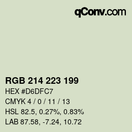 Color code: RGB 214 223 199 | qconv.com